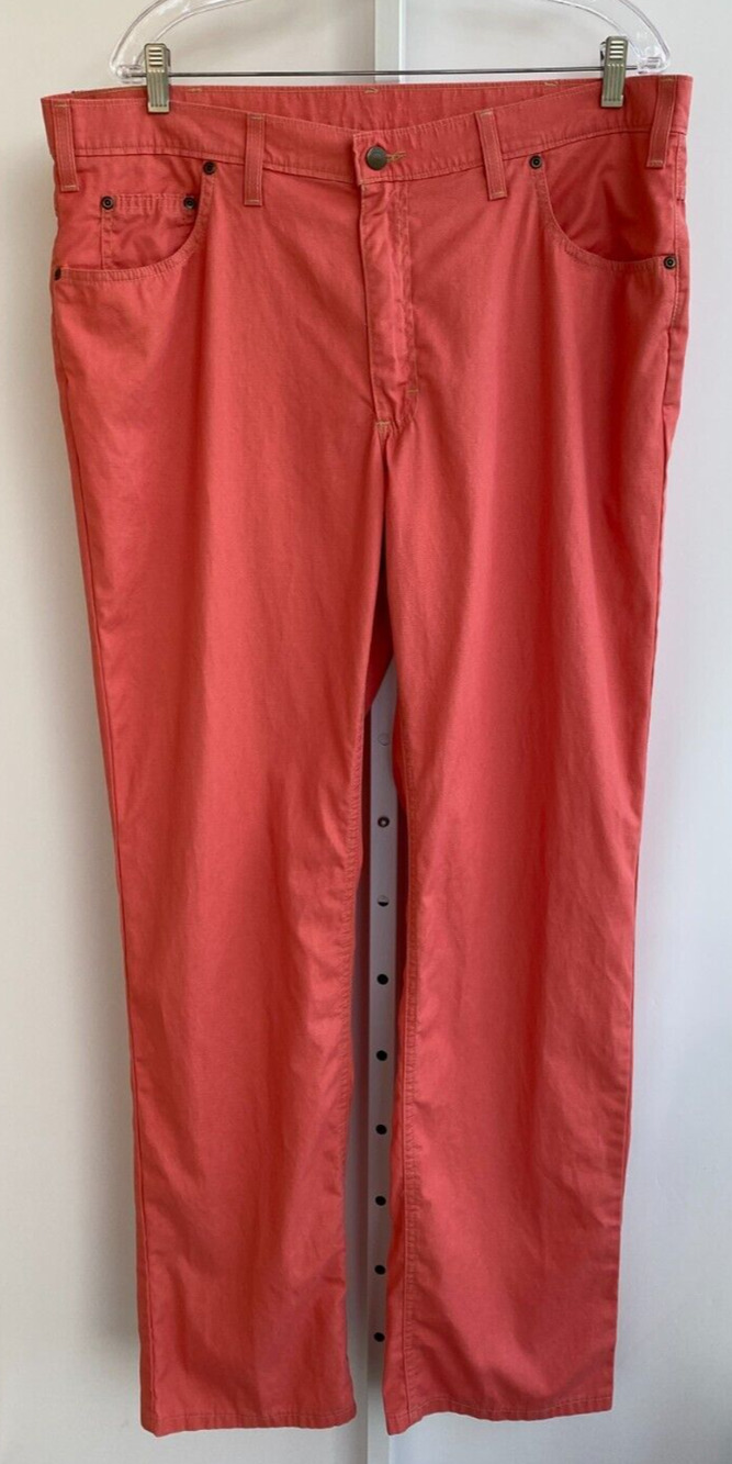 Bills Khakis Pants Made In USA Chinos Flat Front Orangish Pink Mens 38 x 34
